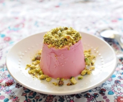 Pink Moscato Panna Cotta with Pistachios