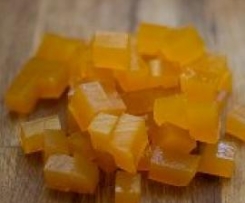 Orange jelly cubes