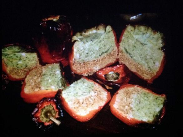 Half and half stuffed capsicums