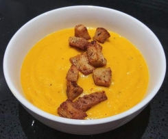 Carrot and Parsnip Soup with croutons