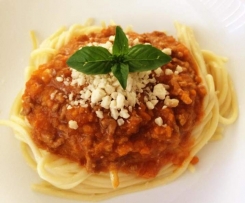 Spaghetti Bolognese (mince cooked in steaming basket)