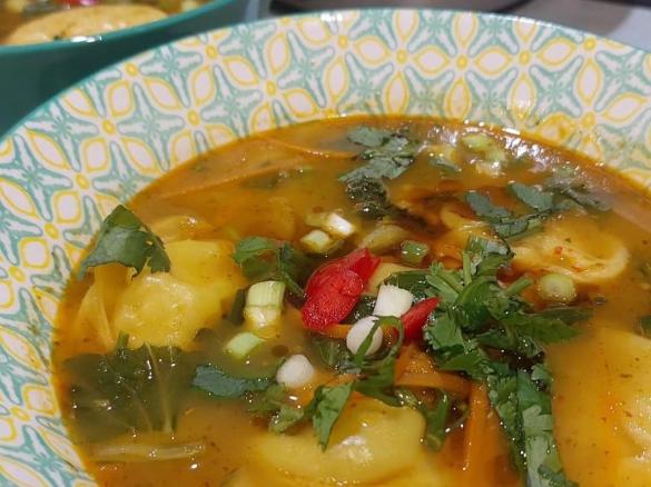 Thai Red Curry Dumpling Soup