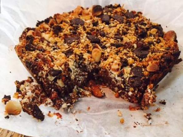Date and Coconut Slice with Apricot & Macadamia Nut Crumble