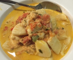 Ricotta Gnocchi with Chicken and Bacon in a Creamy Tomato Sauce