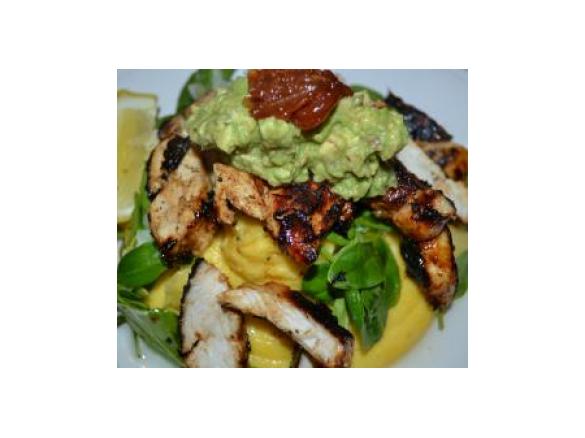Cajun Chicken with Truffled Polenta and Guacamole