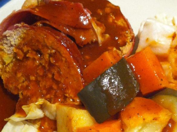 All in one Meatloaf with BBQ sauce