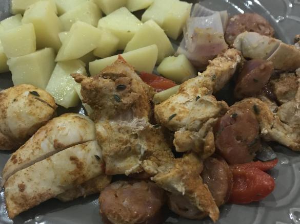 Chicken, Chorizo and potato all in one