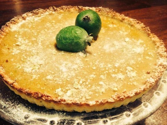 Feijoa and Lime Curd Tart with a Coconut crust