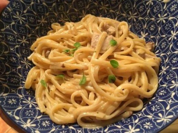 Pork and Mushroom Linguine