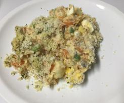 SALMON MORNAY WITH EGGS AND VEGETABLES