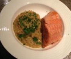 Maple Glazed Salmon with Coconut Barley Risotto