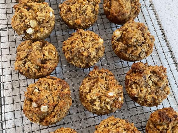 Whole orange, date, walnut, chia and oat muffins