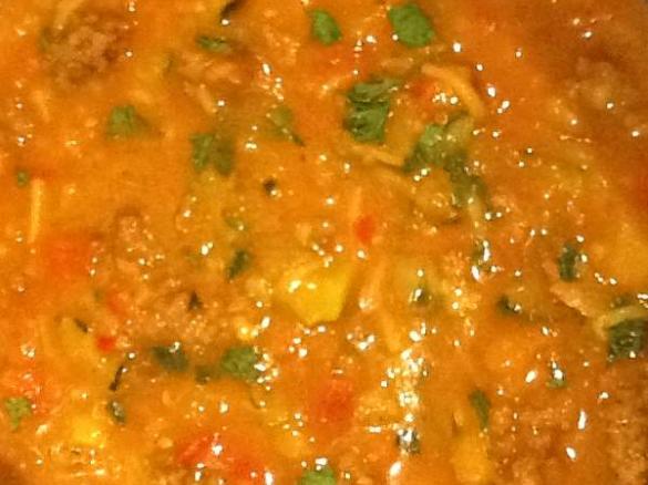 Sweet and sour curried mince