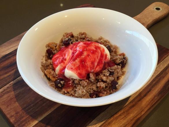 Breakfast Quinoa with nuts and Cranberries