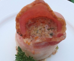 "Left overs" egg muffins in bacon