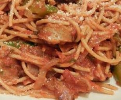 chicken and spicy salami pasta