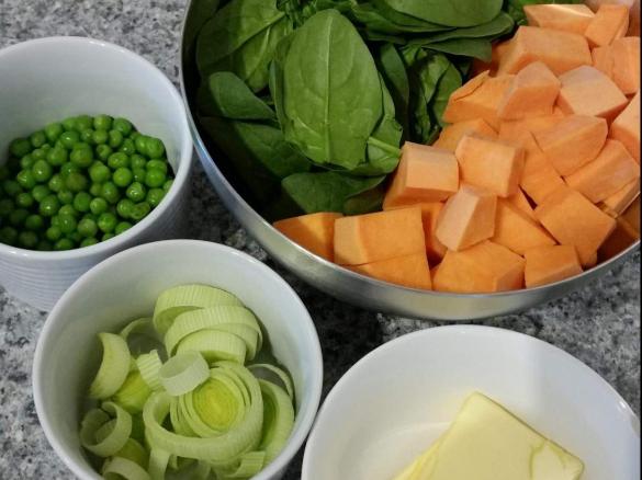 Baby Puree - Sweet potato with Spinach and Peas