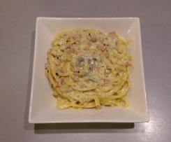 Creamy Mushroom and Bacon Fettuccine Carbonara