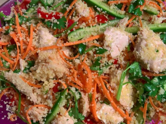 Salmon and couscous salad with lemon dressing