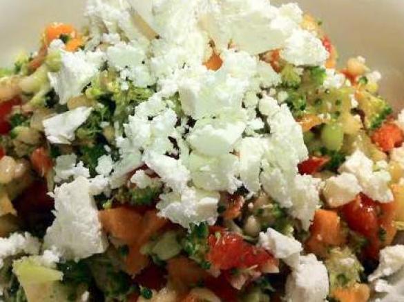 Brocolli and feta salad