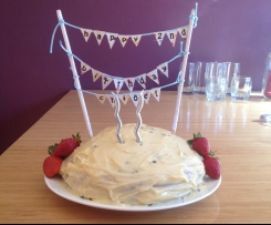 Simple lemon cake with passion fruit icing