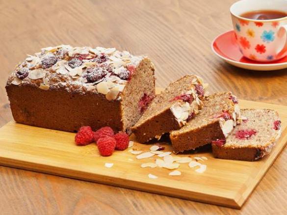Banana, raspberry and coconut loaf