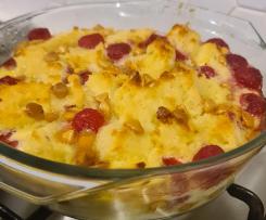 Raspberry and Caramilk Bread and Butter Pudding