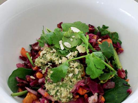 Asian Coleslaw with chunky Thai Cashew Dressing