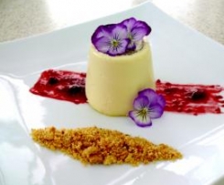 Vanilla Panna Cotta with a Milk Crumb and Berries
