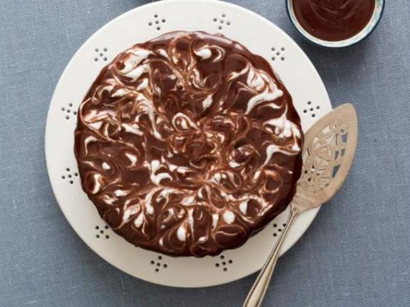 Flourless chocolate coconut cake with marbled ganache