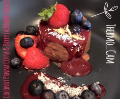 Chocolate Coconut Panna Cotta & Lavender Berry Coulis
