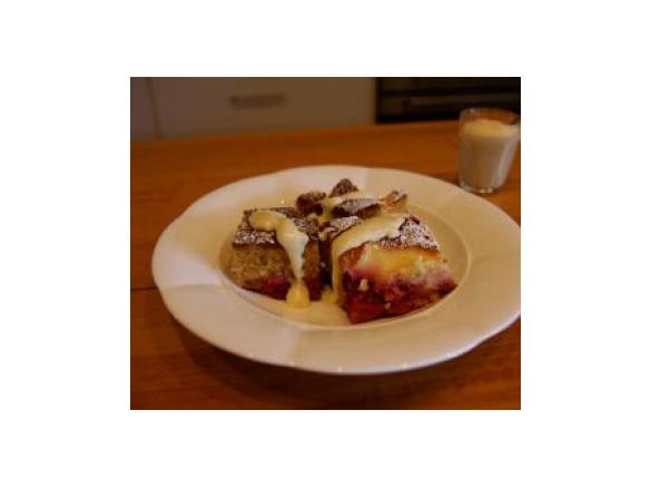 Valli Little's Plum Tray Bake with White chocolate custard