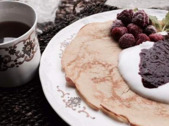 Quinoa Crepes with Raspberry Chia Compote