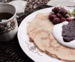 Quinoa Crepes with Raspberry Chia Compote