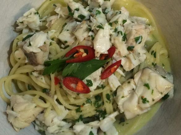 Bill Granger's Spaghettini with Fish, Chilli and Parsely