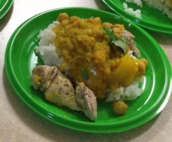 Yellow curry chicken - complete meal in 2 stages
