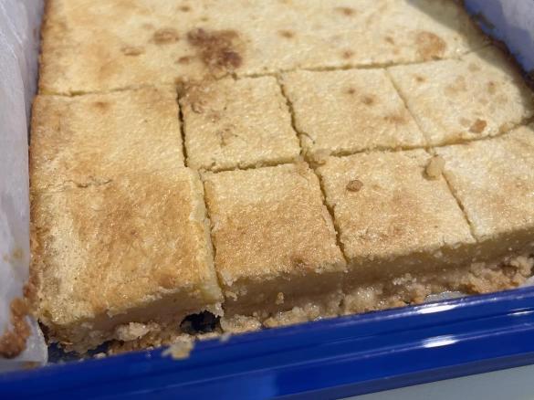 Gluten and dairy free lemon delicious slice