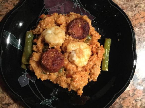 Variation Cajun Dirty Rice (with Chorizo and Shrimp)