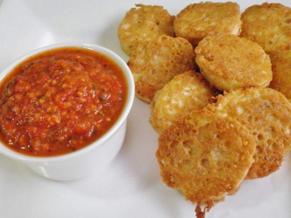 Walnut Battered Eggplant With Tomato Dipping Sauce