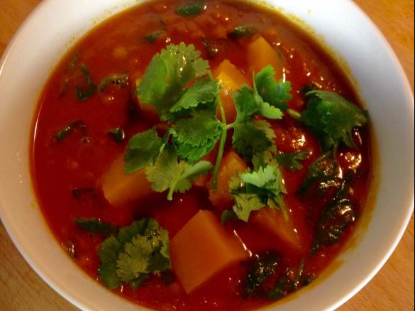 Spicy Pumpkin, Coconut and Lentil Soup - RECIPE COURTESY OF 28bysamwood.com