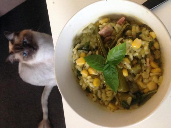 Low Fodmap - Clone of Broccollini, basil and bacon Risotto for 2