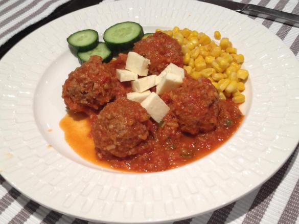 Beef Meatballs Saganaki (porcupines)