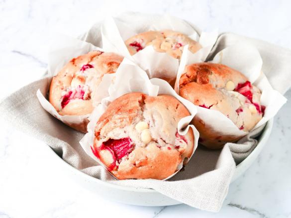 Strawberry, Raspberry & White Choc Muffins