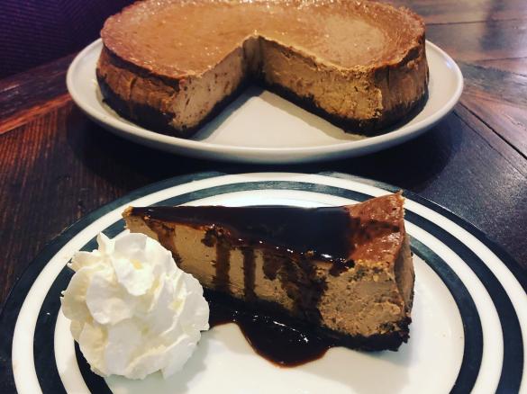 Baked Espresso Martini Cheesecake with Kahlua Syrup