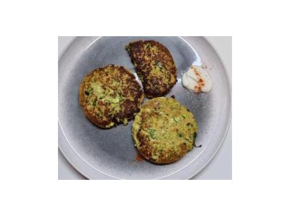 Zucchini and Haloumi Fritter with Yoghurt and Salsa