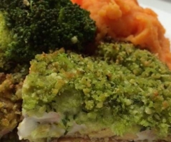 Pesto Salmon with mash and veg