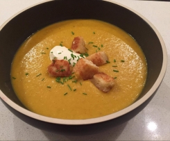 Pumpkin, Bacon & Red Lentil Moroccan Soup