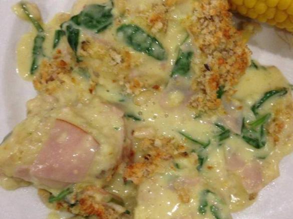 Chicken with Spinach, Ham and Pinenuts