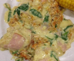 Chicken with Spinach, Ham and Pinenuts