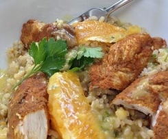 Moroccan chicken, brown rice & quinoa salad